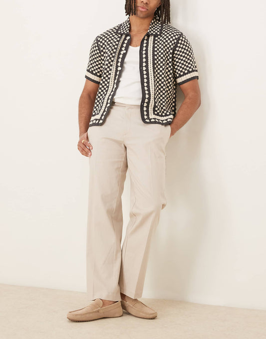 Smart Straight Leg Linen Blend Trousers