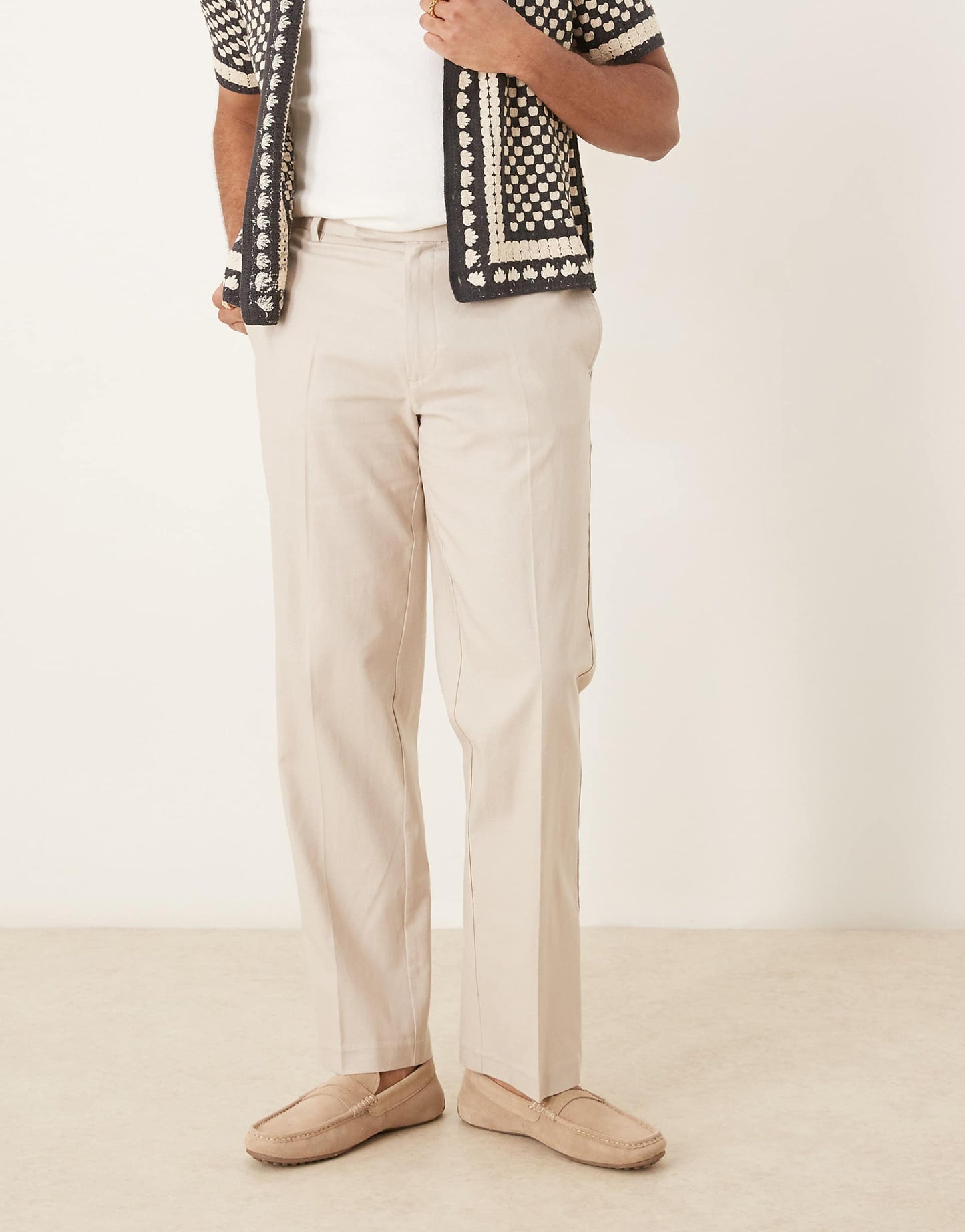 Smart Straight Leg Linen Blend Trousers
