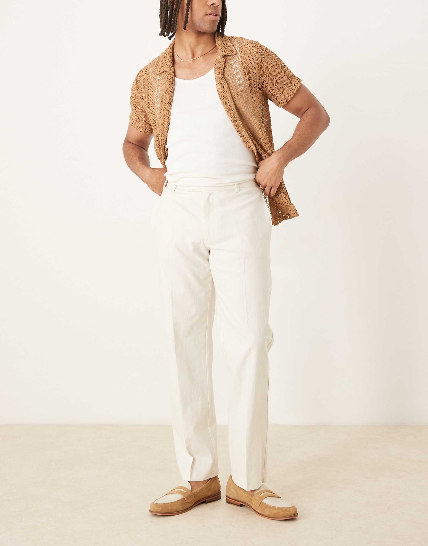 Smart Straight Leg Linen Blend Trousers