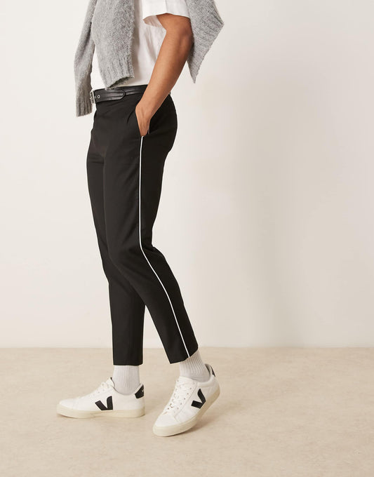 Smart Tapered Trousers With Side Piping