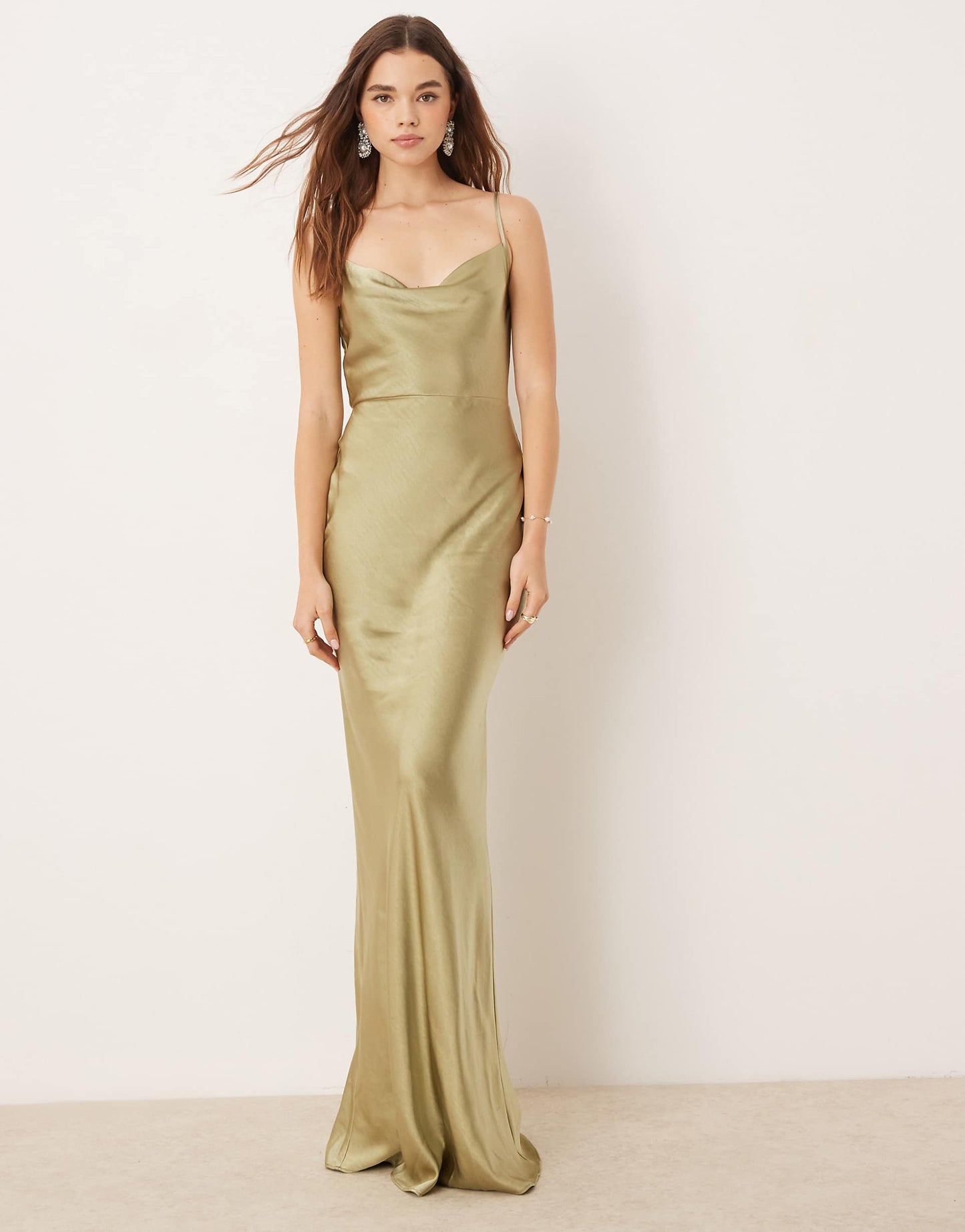 Bridesmaid Keisha Cowl Neck Satin Maxi Dress
