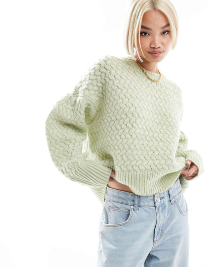 Knitted Balloon Sleeve Jumper