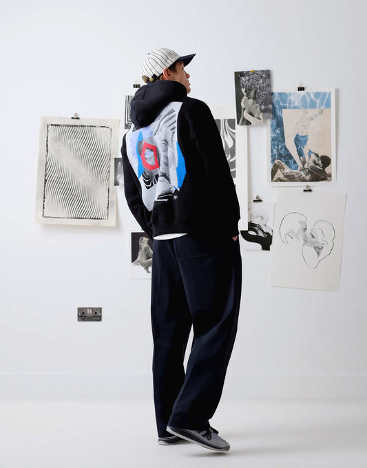 Oversized Fit Hoodie With Front And Back Patch Print And Embroidery
