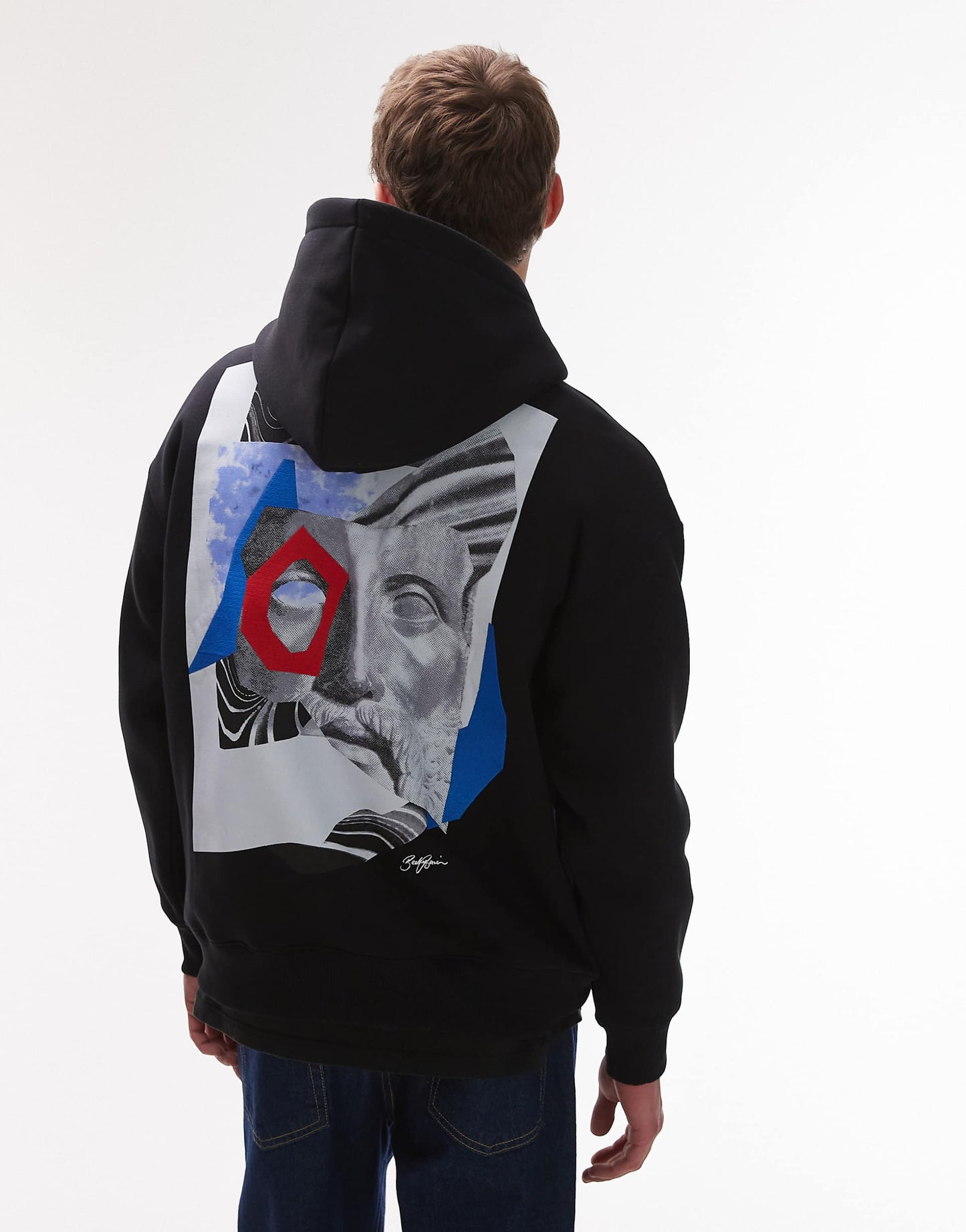 Oversized Fit Hoodie With Front And Back Patch Print And Embroidery