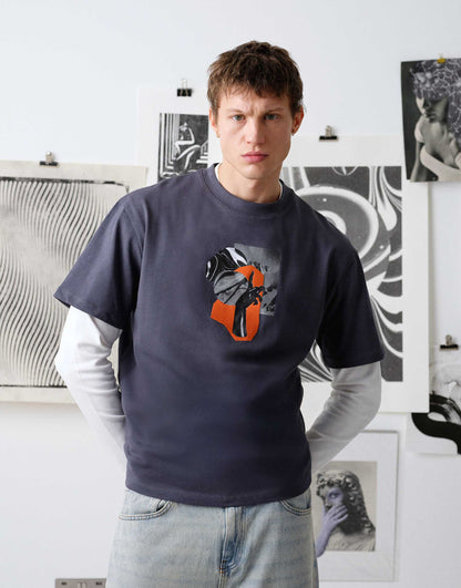 Premium Heavyweight Oversized Fit T-Shirt With Hand Print And Embroidery