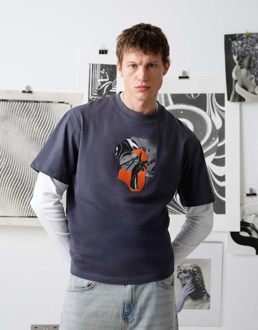 Premium Heavyweight Oversized Fit T-Shirt With Hand Print And Embroidery