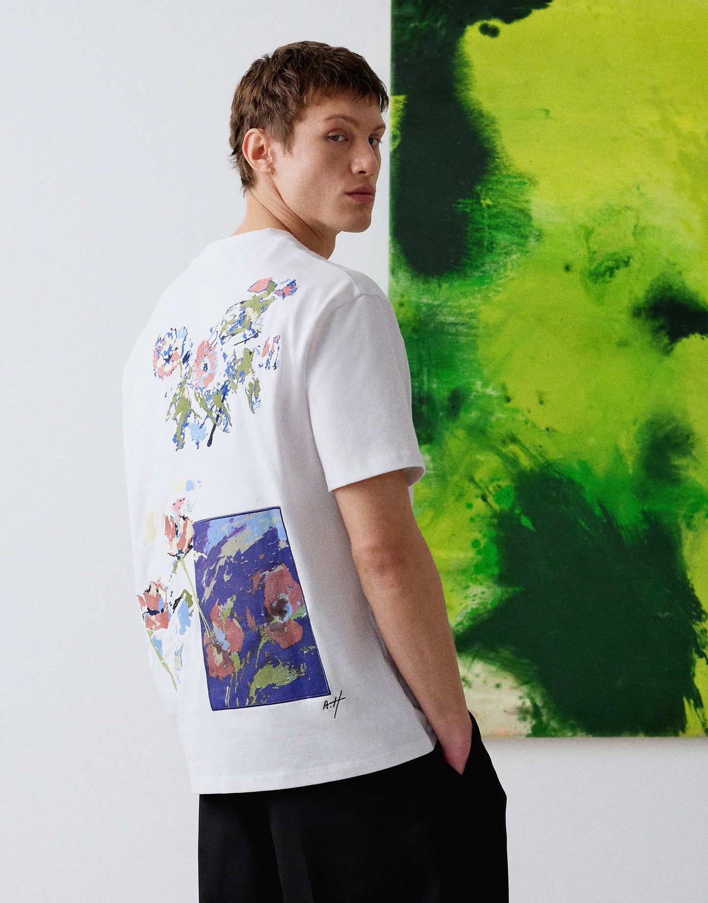 Premium Heavyweight Oversized Fit T-Shirt With Front And Back Floral Embroidery