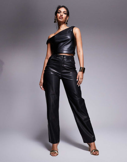 Asymmetric Faux Leather Top