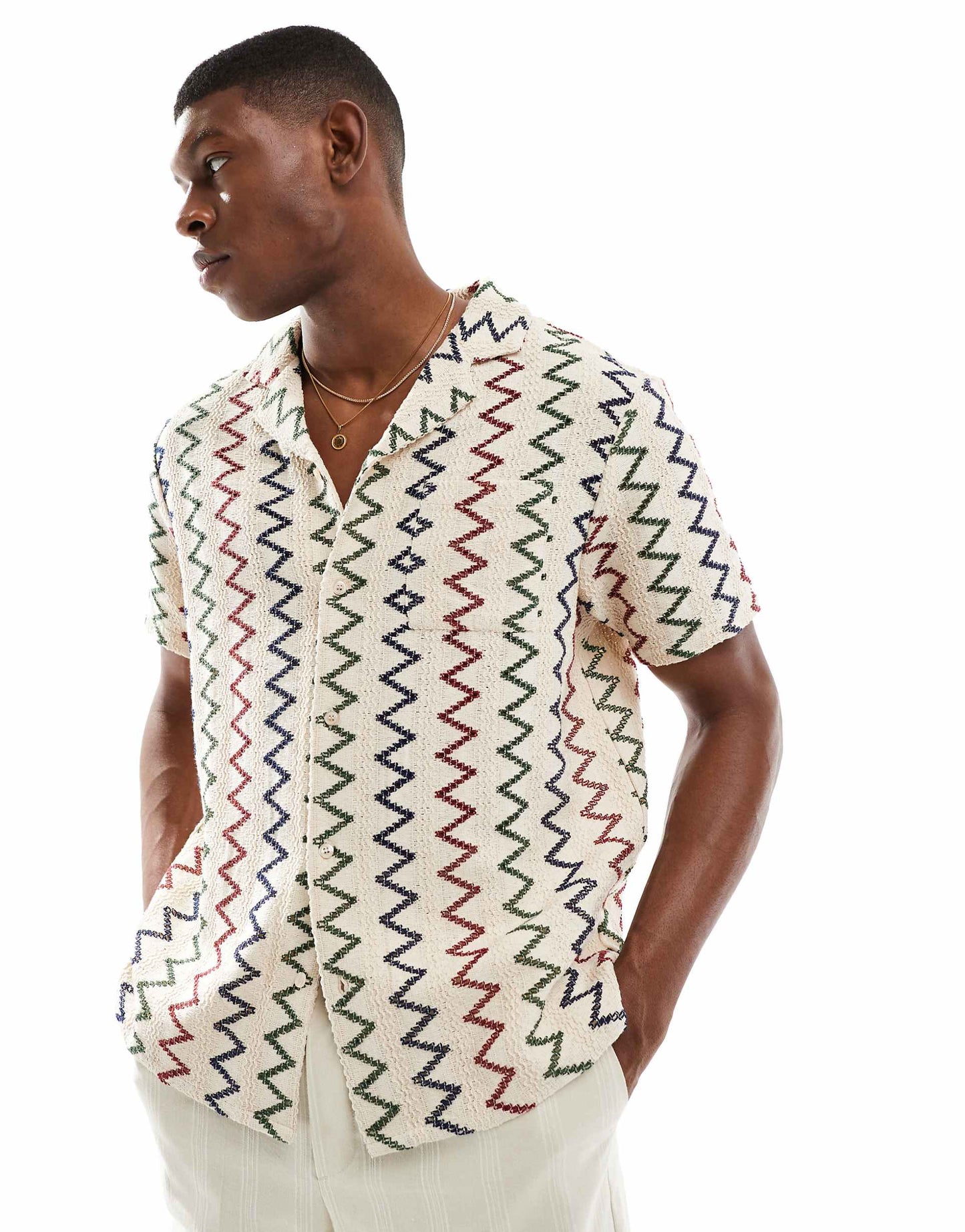 Crochet Short Sleeve Beach Shirt
