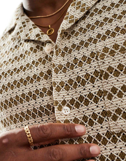 Crochet Short Sleeve Beach Shirt