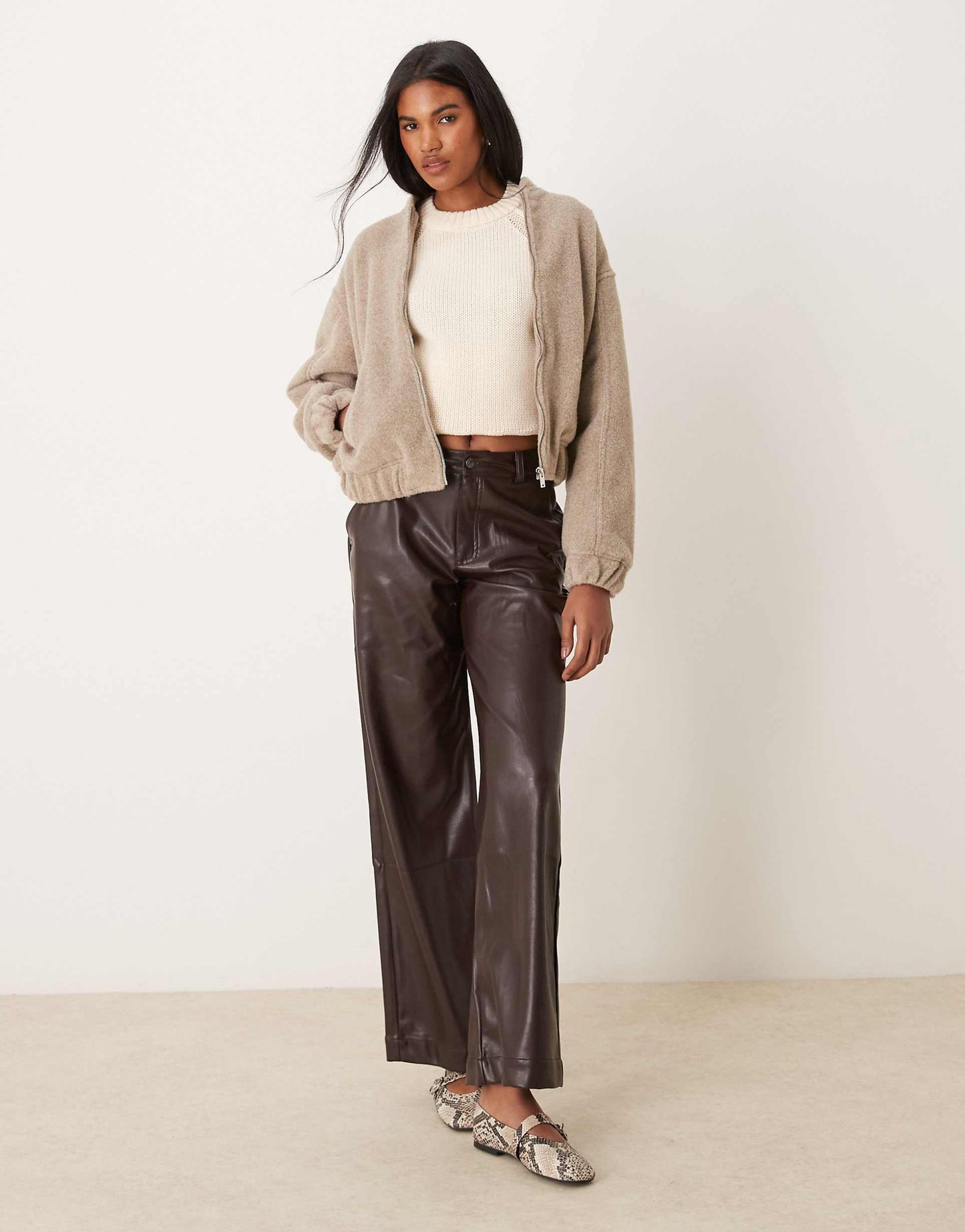 Textured Oversized Bomber Jacket