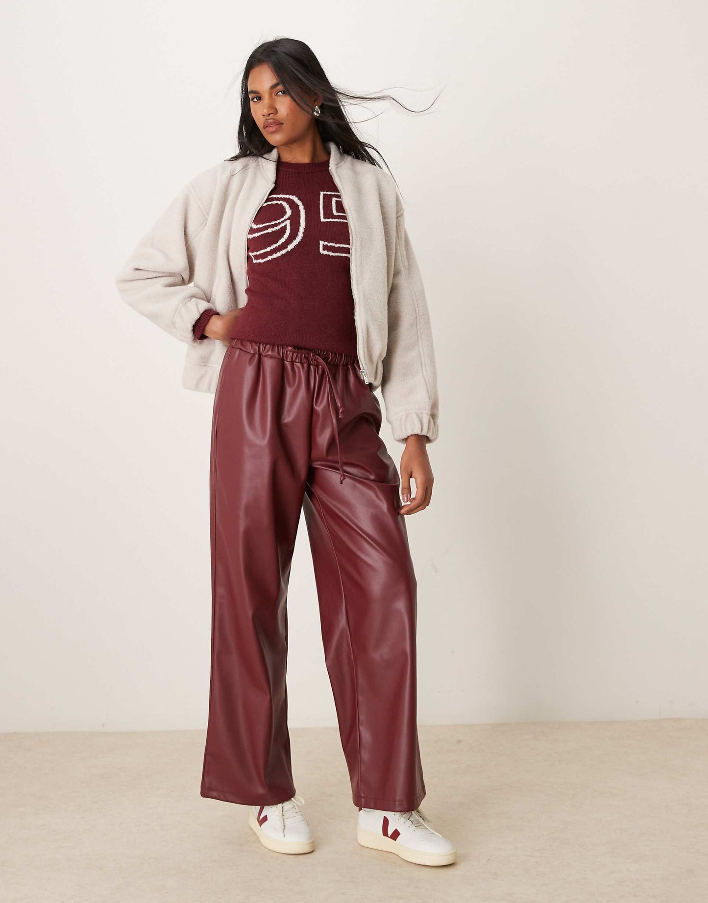 Textured Oversized Bomber Jacket