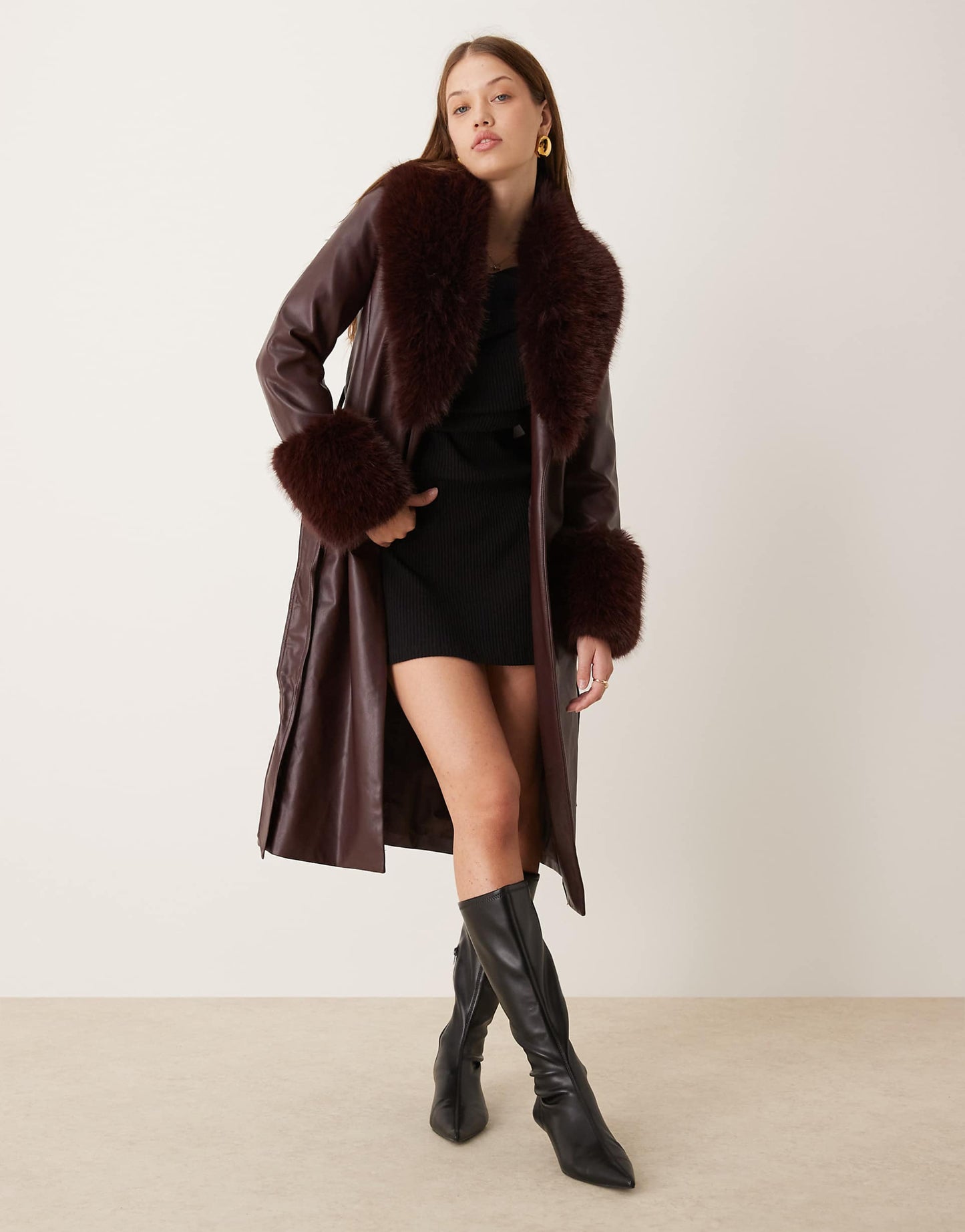 Faux Fur Trim Coat