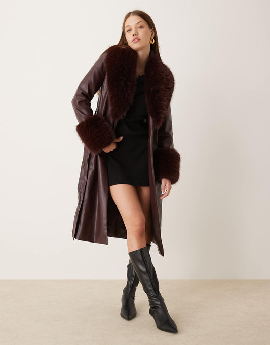 Faux Fur Trim Coat