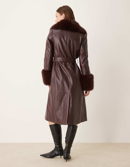 Faux Fur Trim Coat