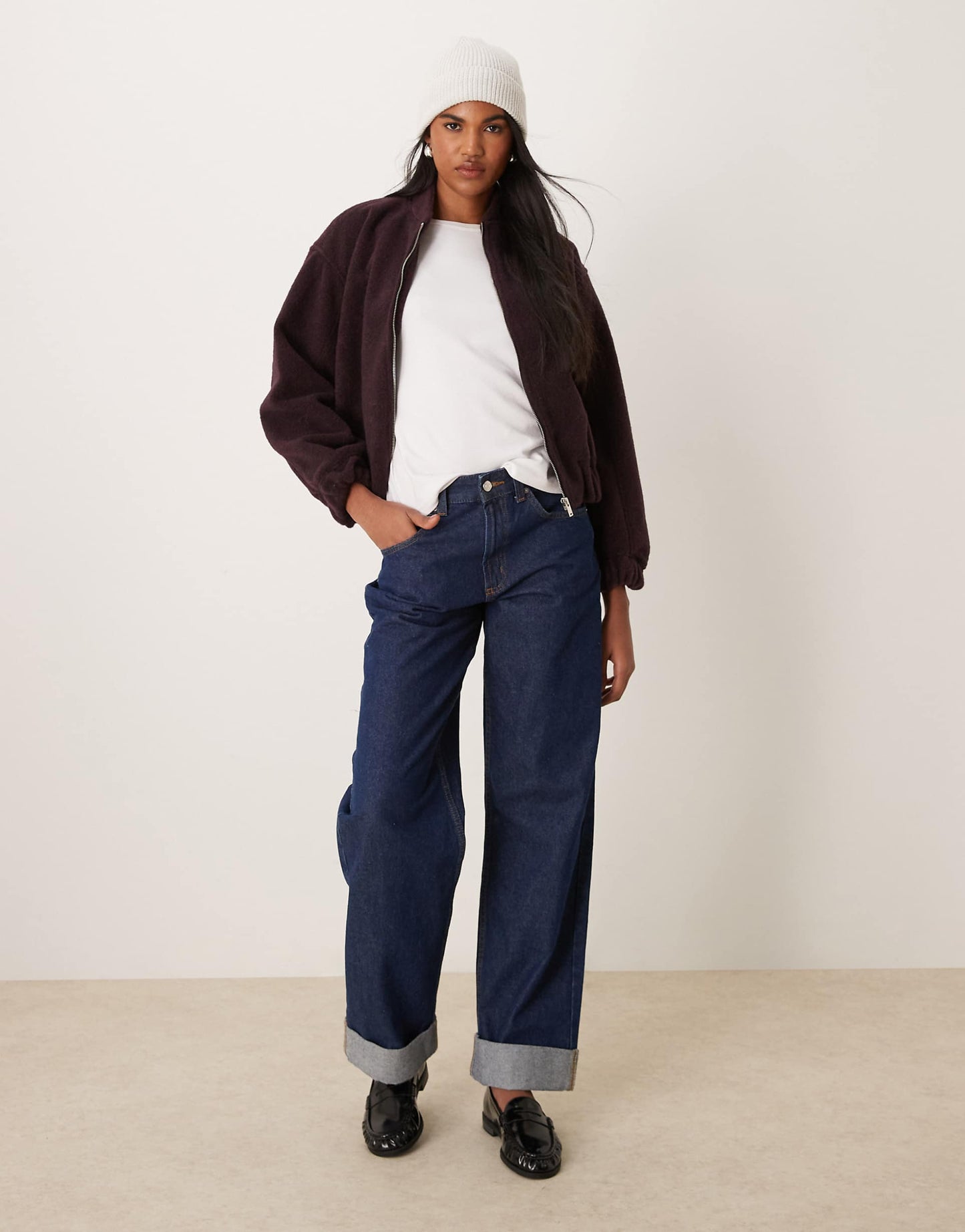 Textured Oversized Bomber Jacket
