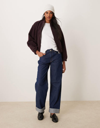 Textured Oversized Bomber Jacket