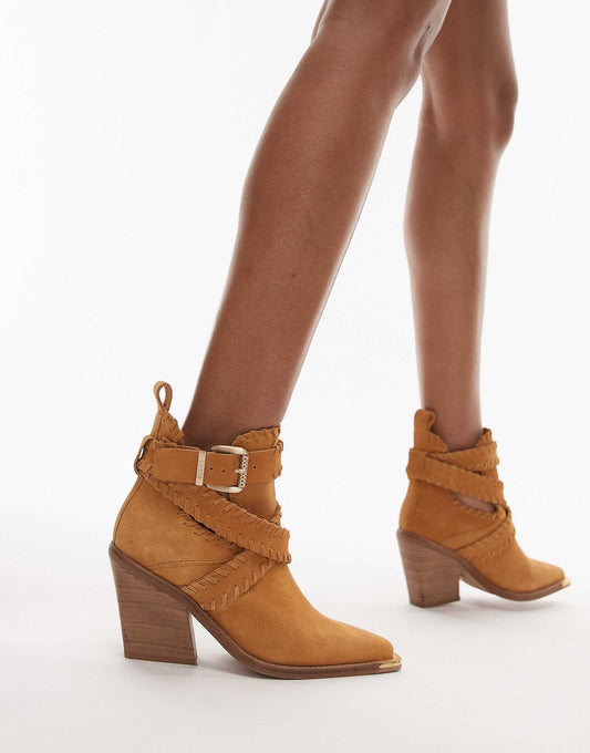 New-Kole Buckle Western Ankle Boots