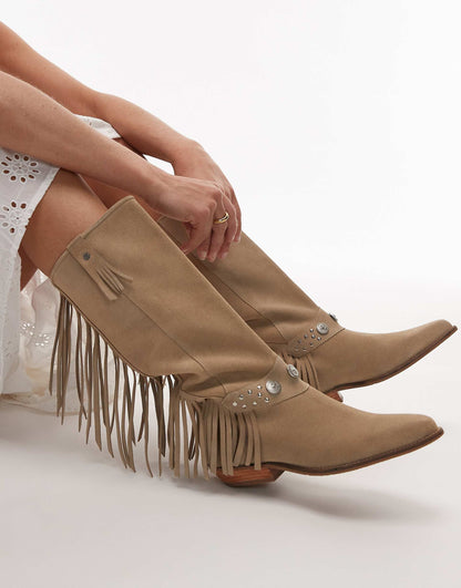 Kendr-A Tassel Western Knee Boots