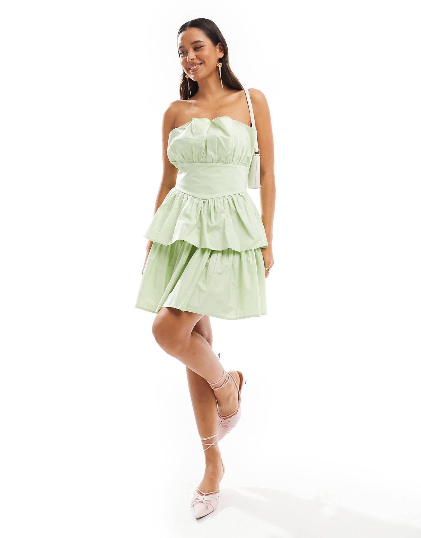 Bandeau Tiered Ruffle Mini Dress