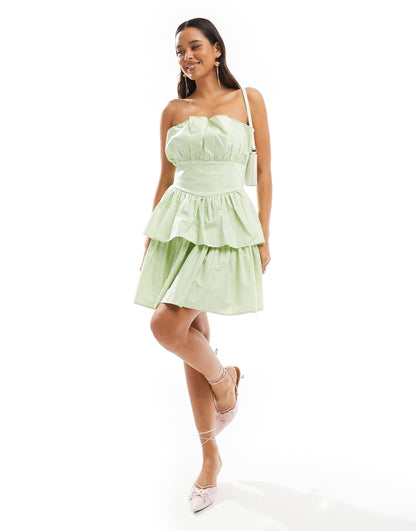 Bandeau Tiered Ruffle Mini Dress