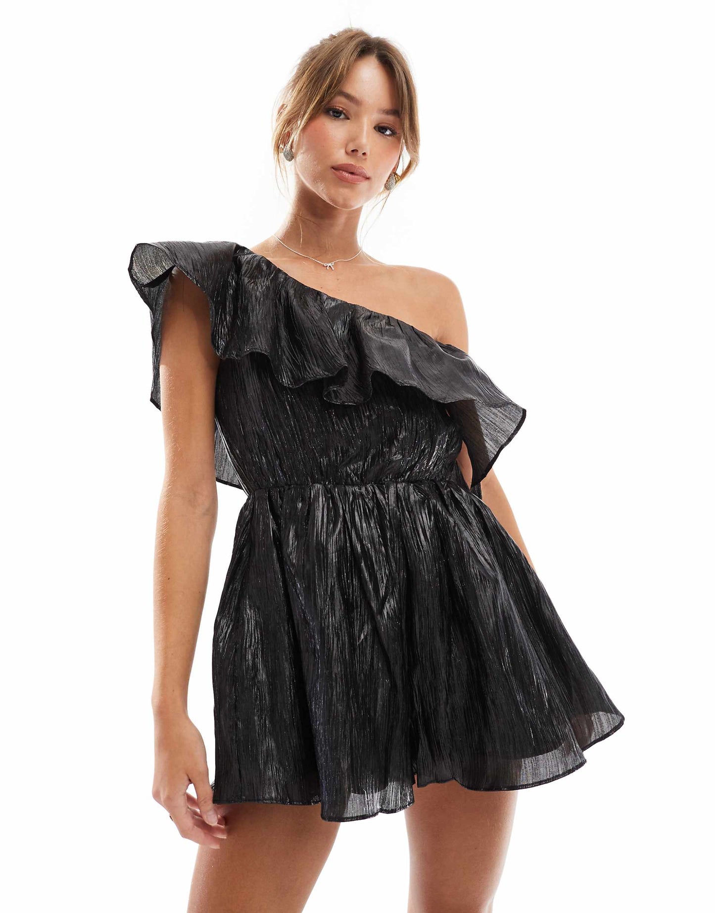 One Shoulder Ruffle Playsuit