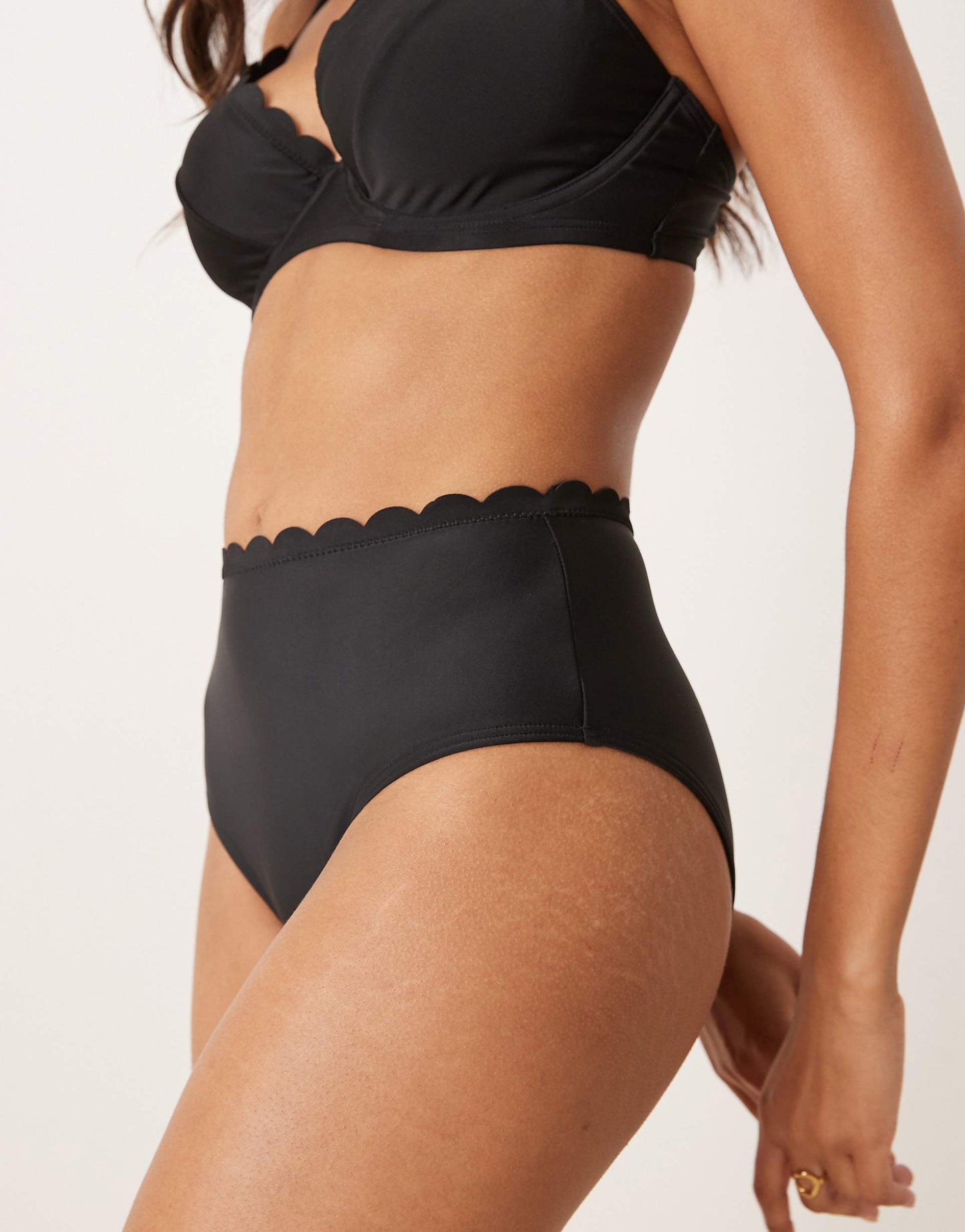 Fuller Bust Scallop High Waist Bikini Bottom