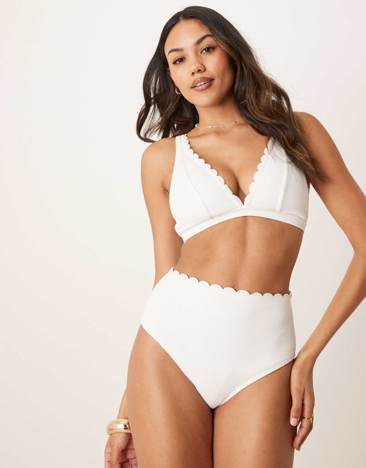 Fuller Bust Scallop High Waist Bikini Bottom