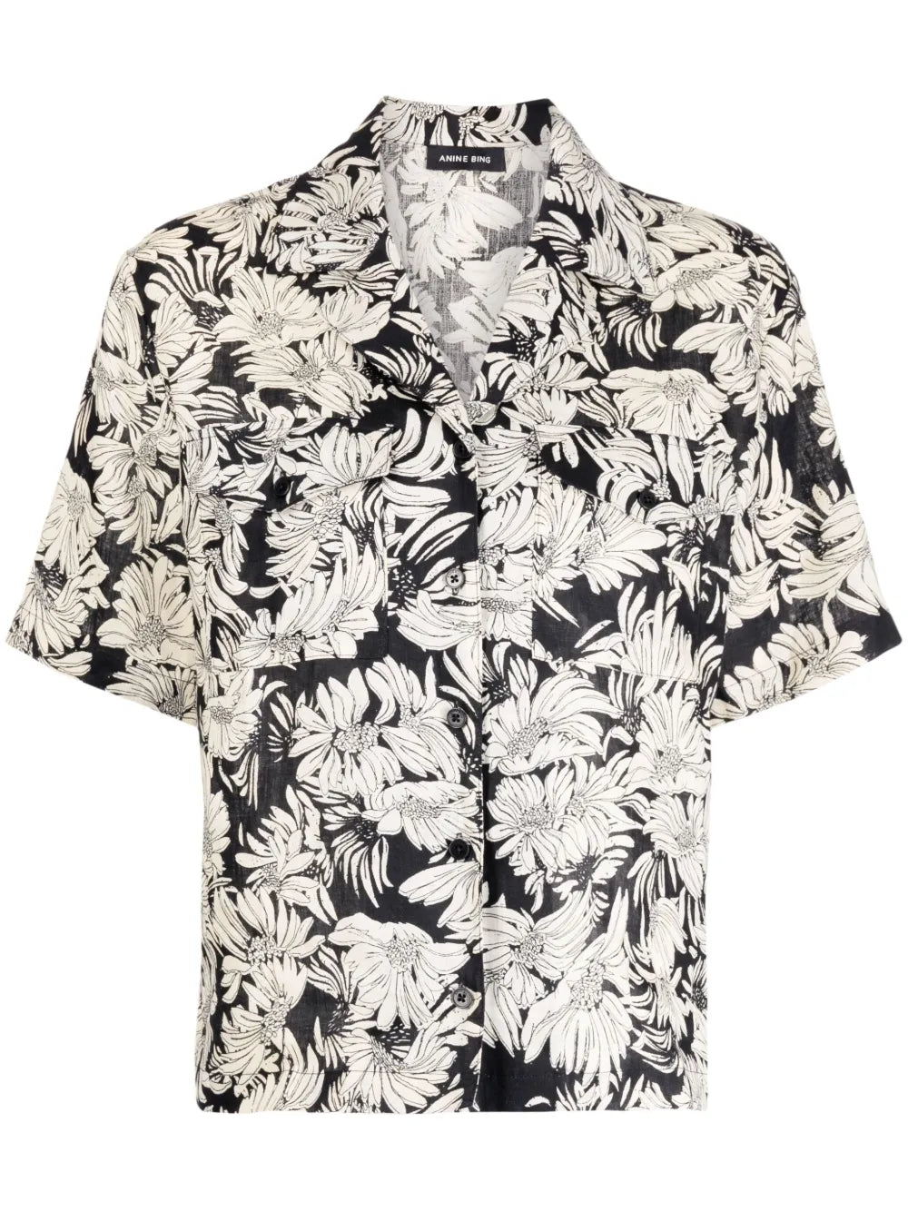 Floral-Print Linen Shirt