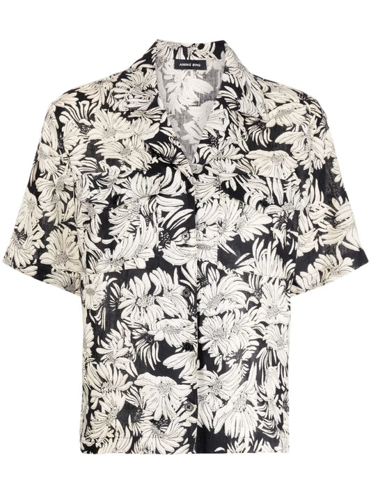 Floral-Print Linen Shirt