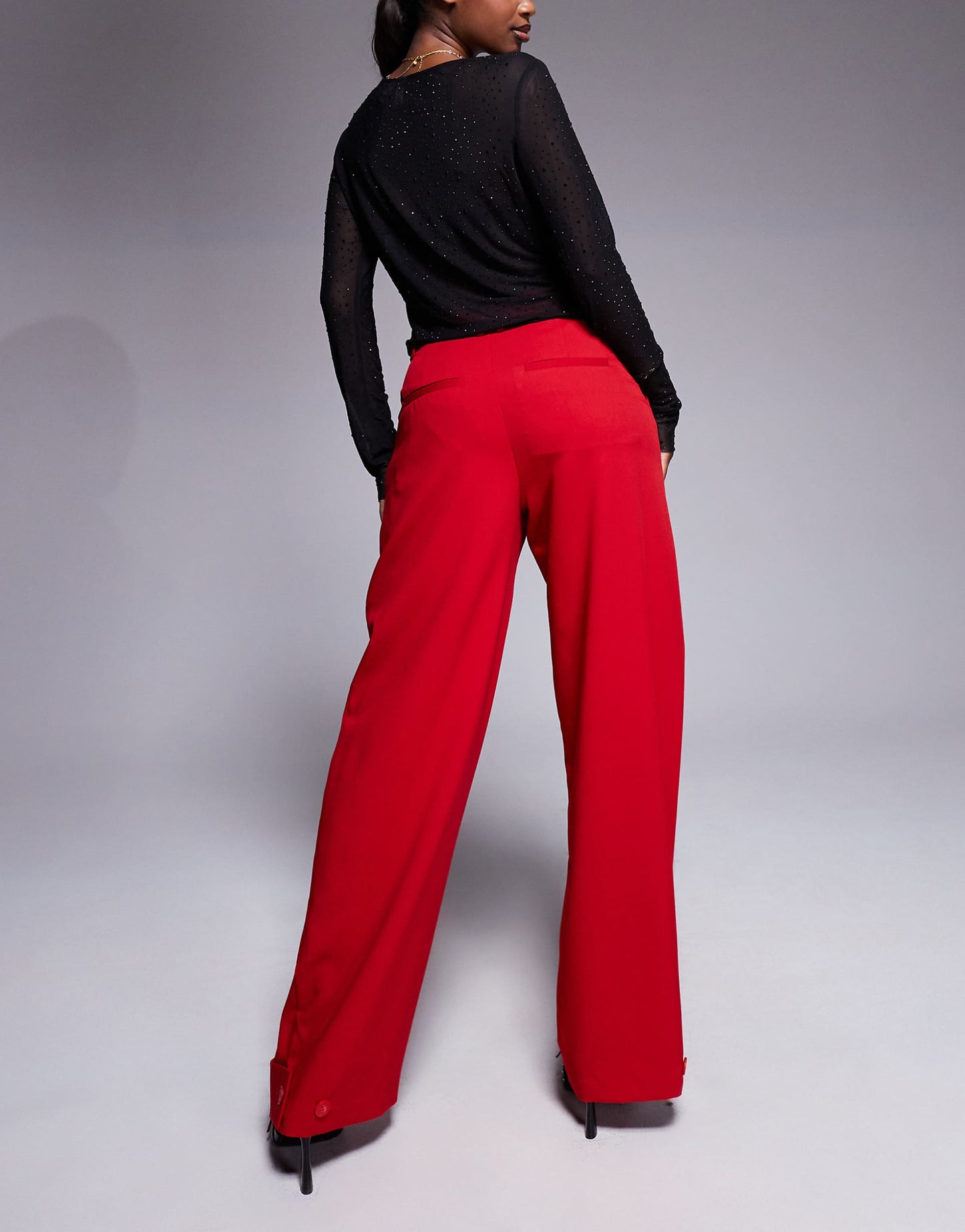 Tab Detail Straight Leg Tailored Trouser