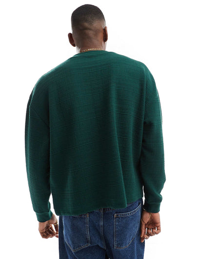 Oversized Boxy Long Sleeve Textured T-Shirt