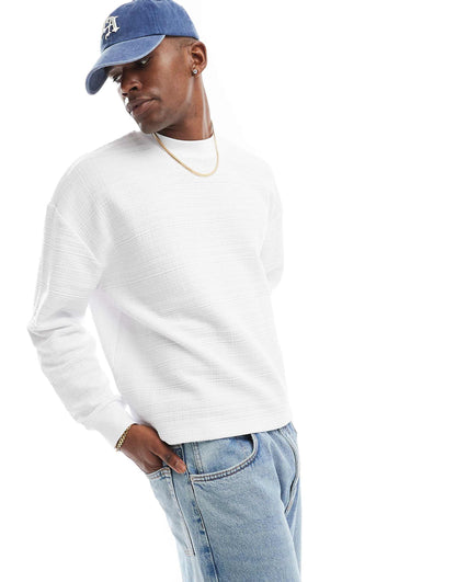 Oversized Boxy Long Sleeve Textured T-Shirt