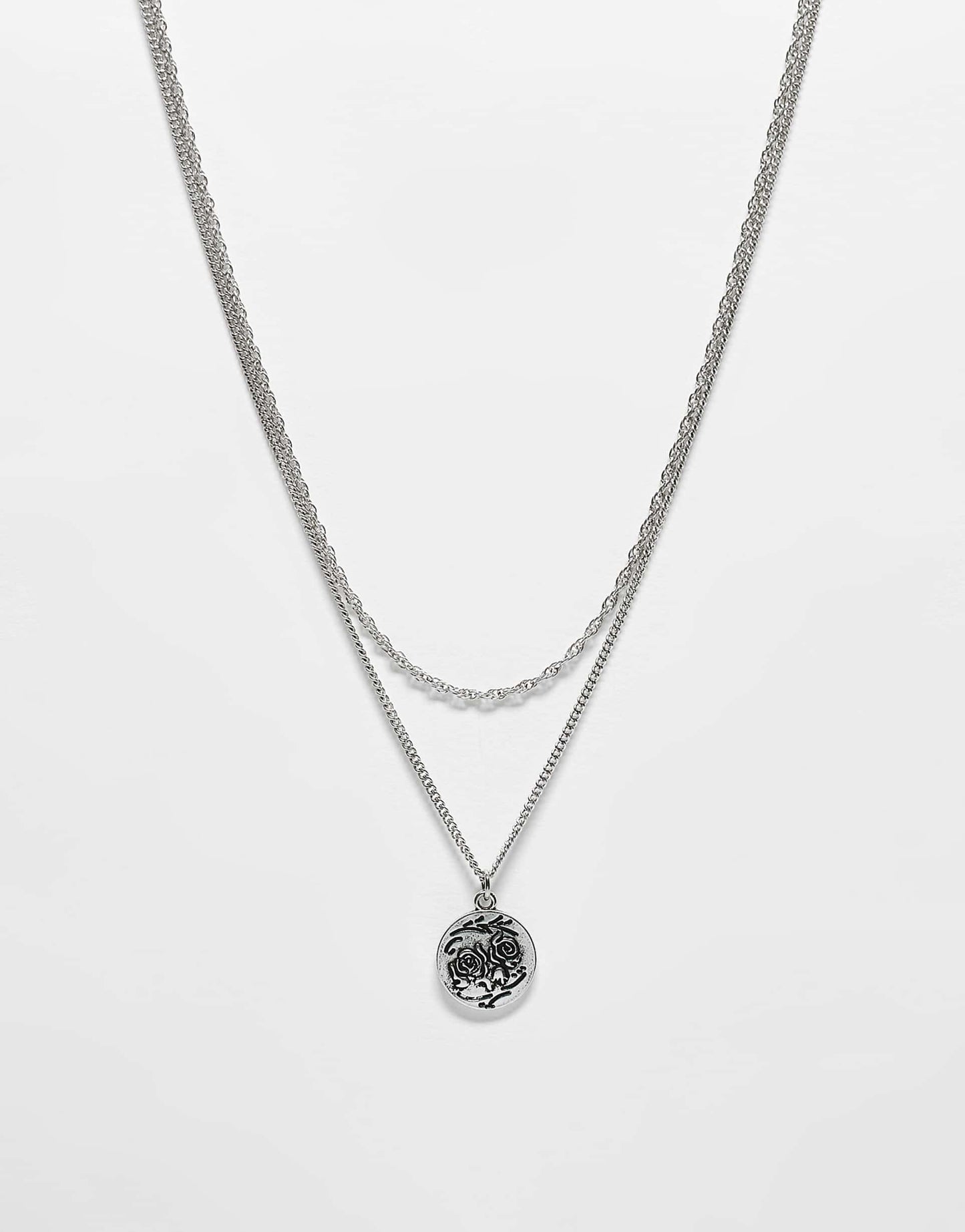 Unisex 2 Row Necklace With Pendant