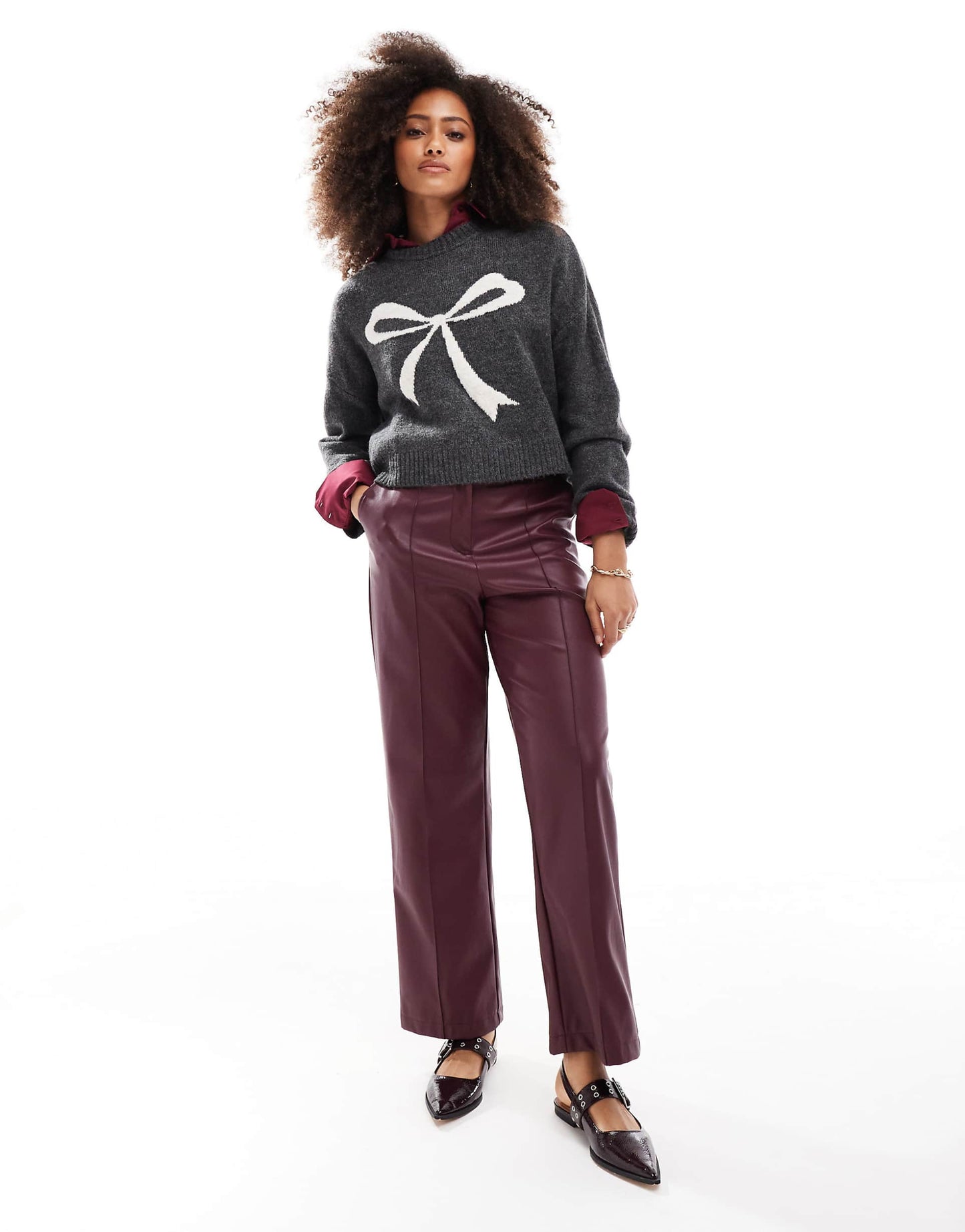 Knit Jumper With Bow Print