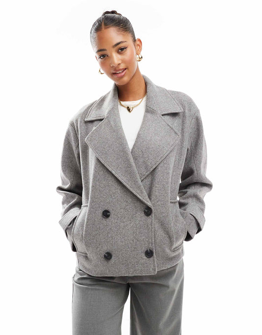 Cropped Wool Look Trench Coat