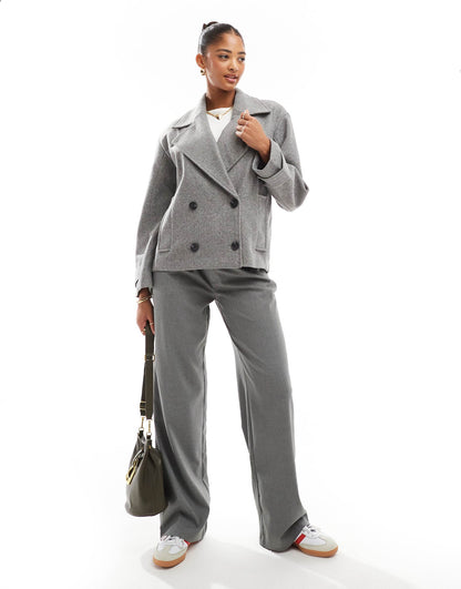 Cropped Wool Look Trench Coat