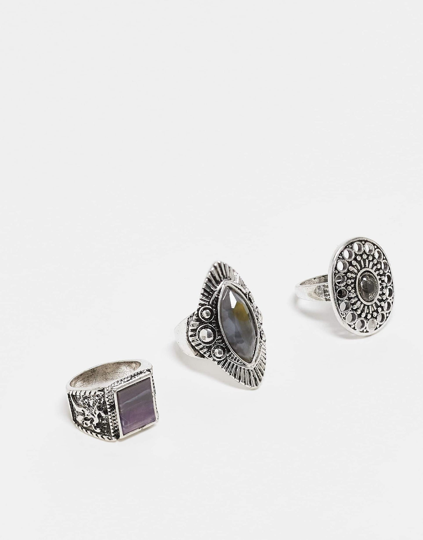 Unisex Ring 3 Pack With Faux Stones