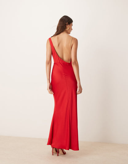 Drop Shoulder Satin Maxi Dress