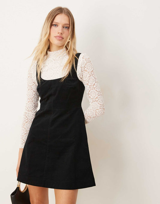Contrast Lace Pinafore Mini Dress