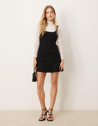 Contrast Lace Pinafore Mini Dress
