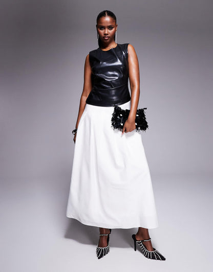Contrast Pu Maxi Dress