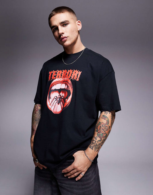 Oversized T-Shirt With Halloween Front Print