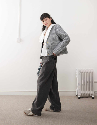 Mono Check Quilted Bed Jacket