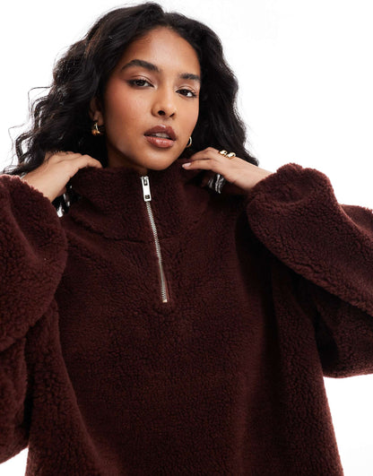 Borg Quarter Zip Through Fleece