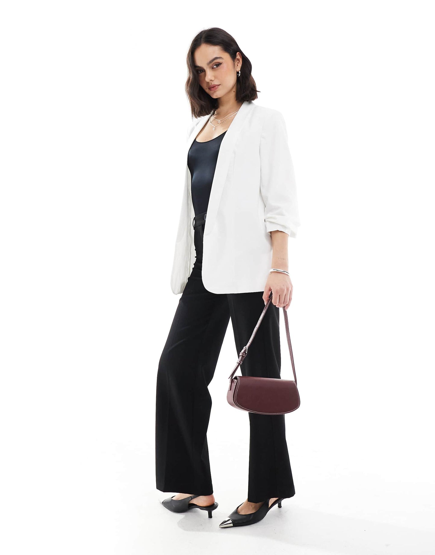 Ruched Sleeve Blazer