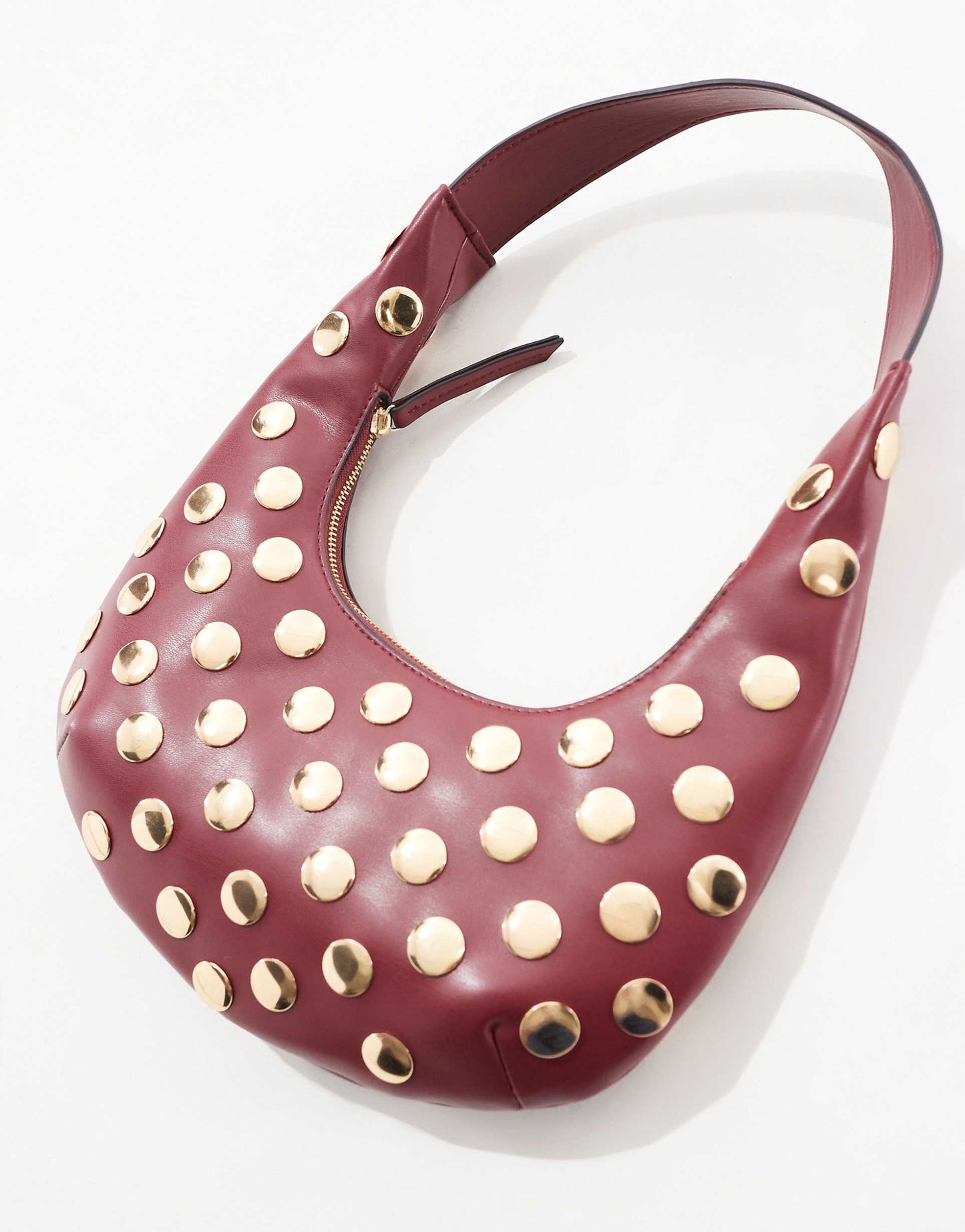 Half Moon Studded Shoulder Bag