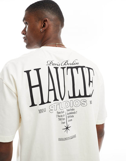 Oversized Boxy T-Shirt With Back Text Print