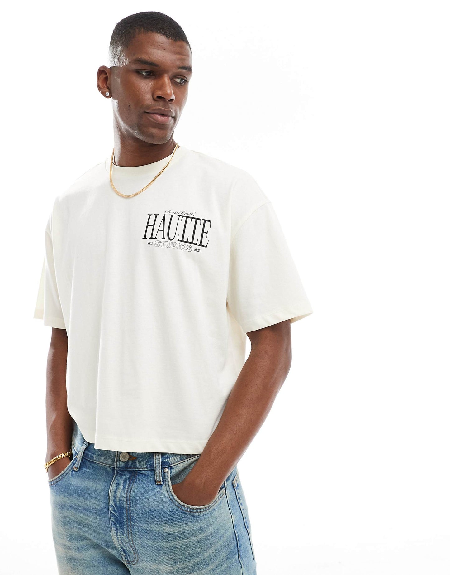 Oversized Boxy T-Shirt With Back Text Print
