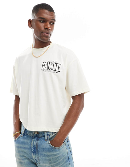 Oversized Boxy T-Shirt With Back Text Print